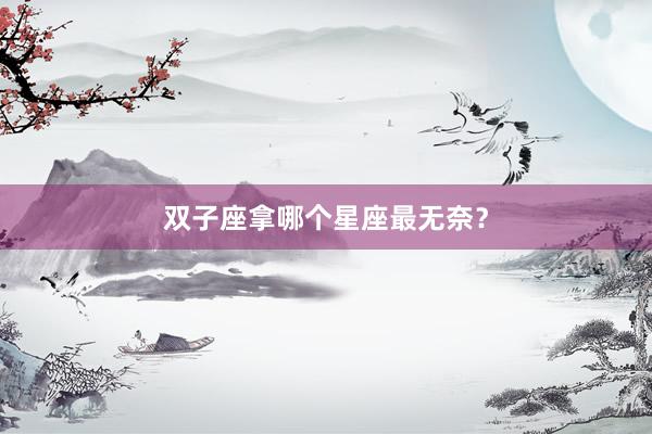 双子座拿哪个星座最无奈？